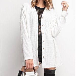 Velvet Waffle Knit Button Down